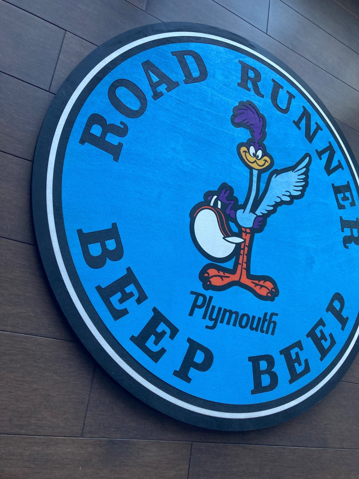 22” Plymouth Road Runner Wood Sign Hand Painted Vintage Style Garage Wall Art