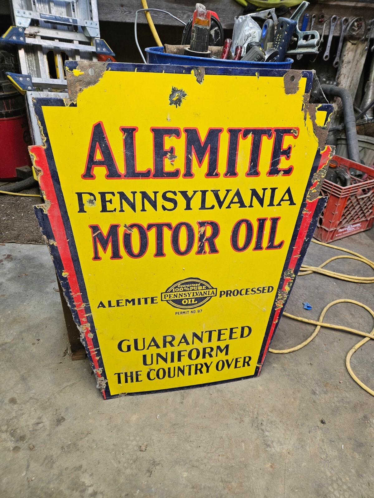 1930s Porcelain Alemite Pennsylvania Motor Oil sign