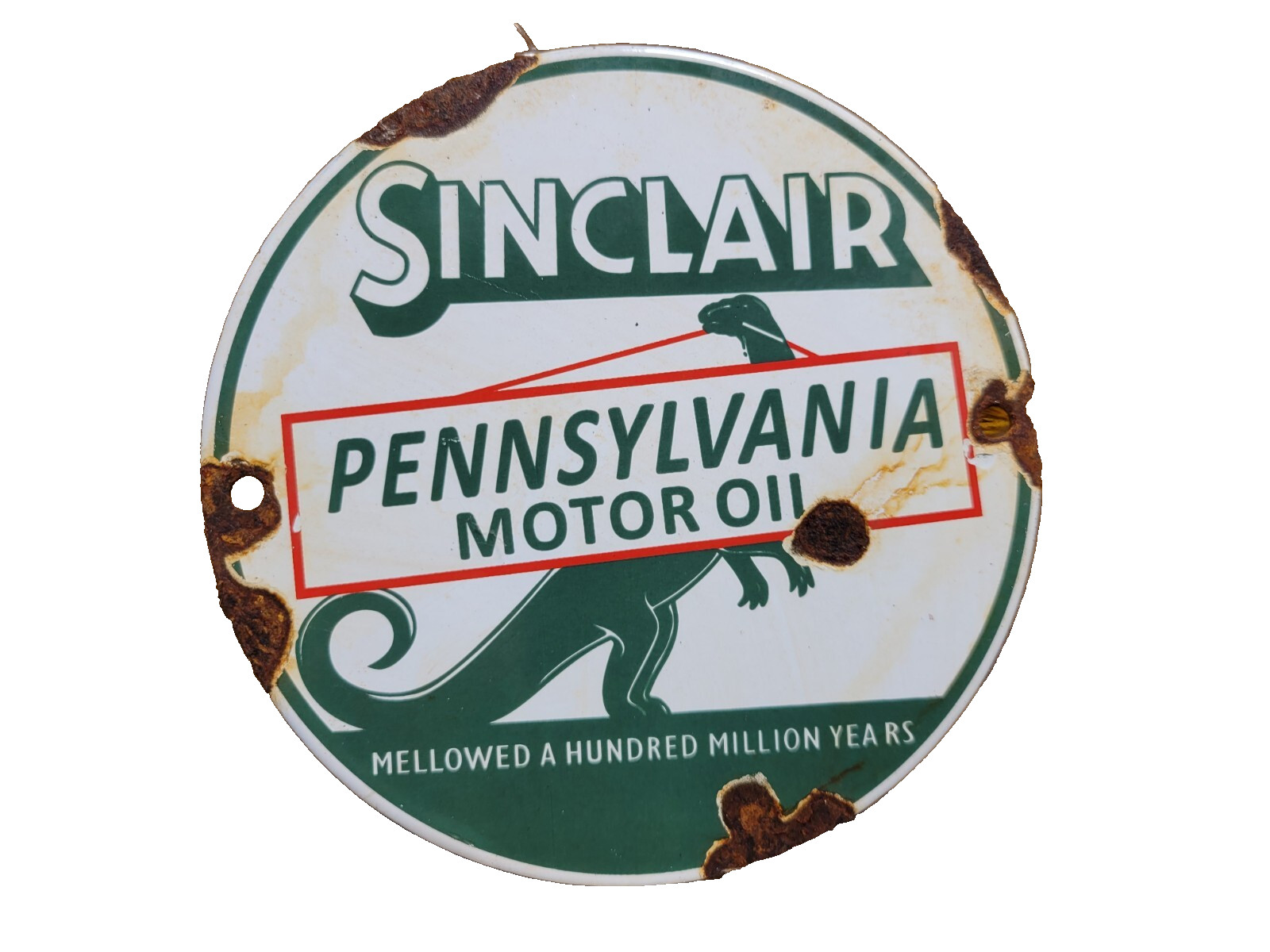 VINTAGE SINCLAIR PORCELAIN SIGN OLD DINO GAS PUMP PLATE STATION SERVICE GARAGE 6