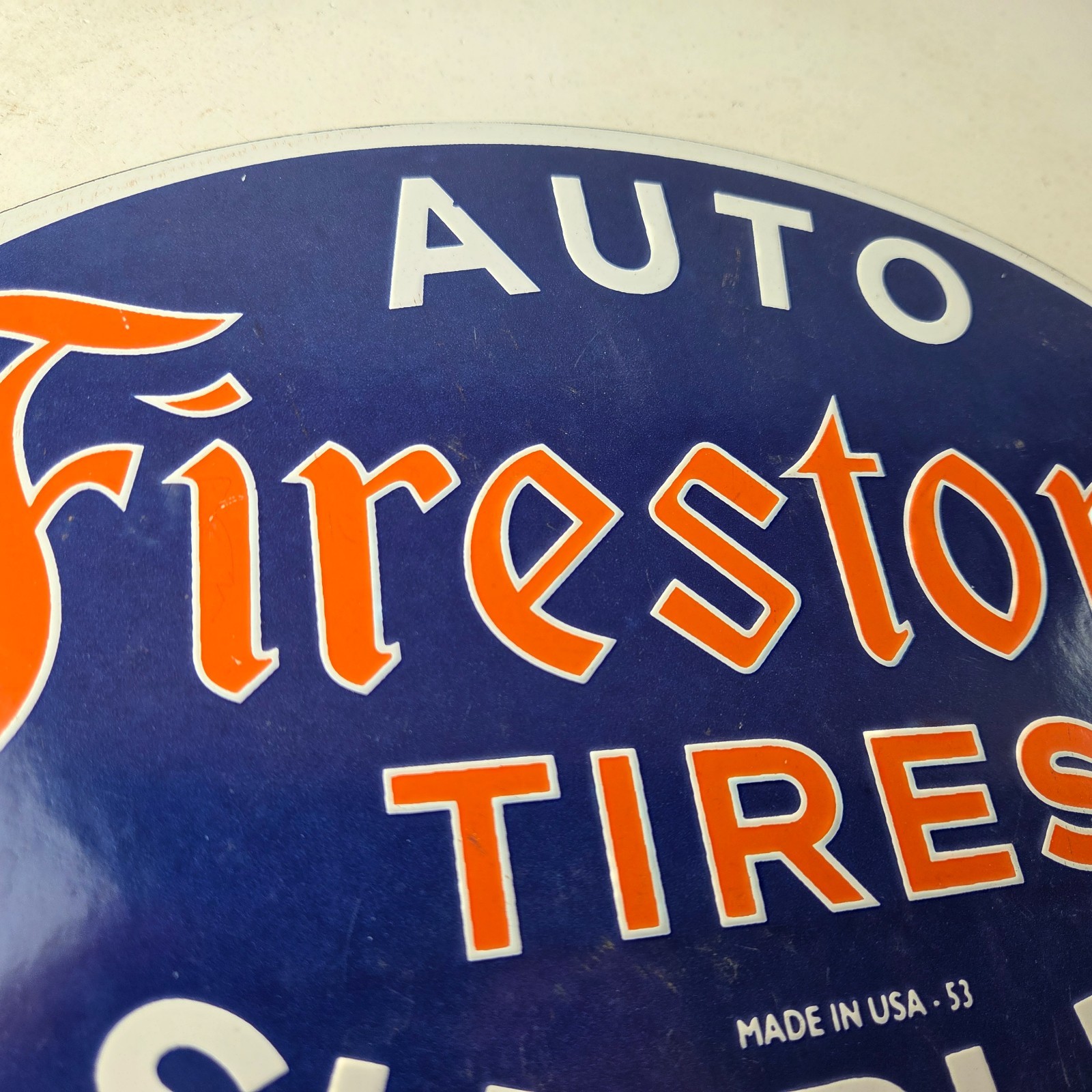 Vintage Firestone Tires Sign – Auto Supplies Gas Pump Porcelain Sign