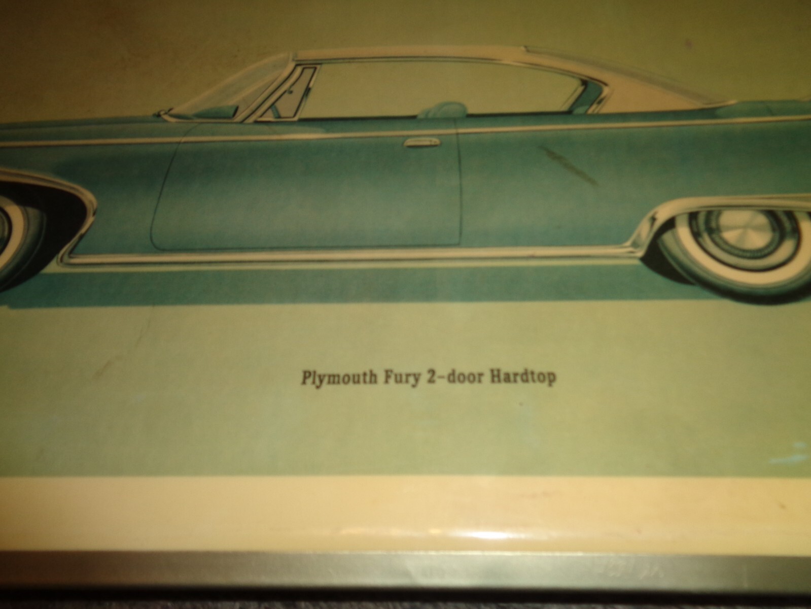1960 PLYMOUTH FURY DEALERSHIP SHOWROOM DISPLAY TIN OVER CARDBOARD VINTAGE 24X12