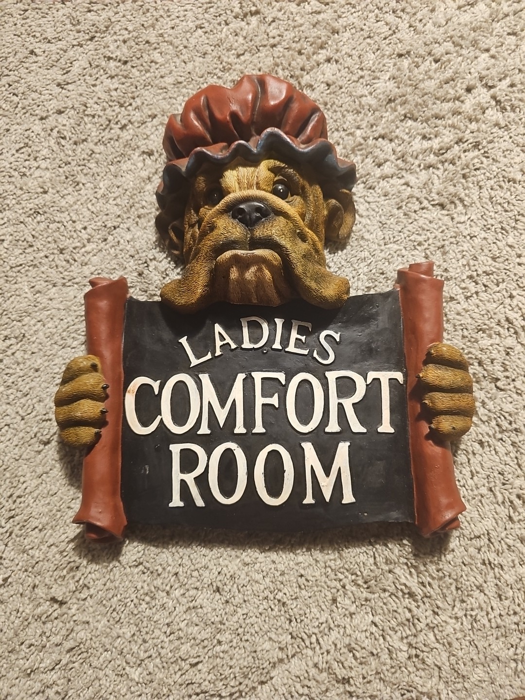 Vintage Ladies Bulldog Comfort Room Sign