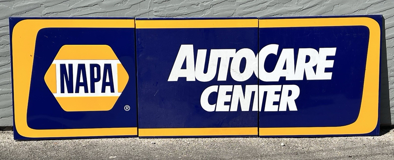 Vintage NAPA Auto Care Center 3pc Metal Sign 104×35 Gas & Oil Dealer Advertising
