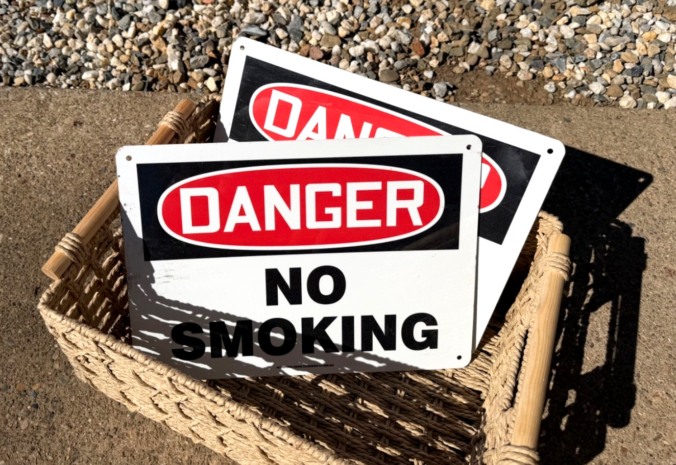 Retro Danger No Smoking 14×10 Metal Signs Aluminum Industrial Decor (Lot of 2)