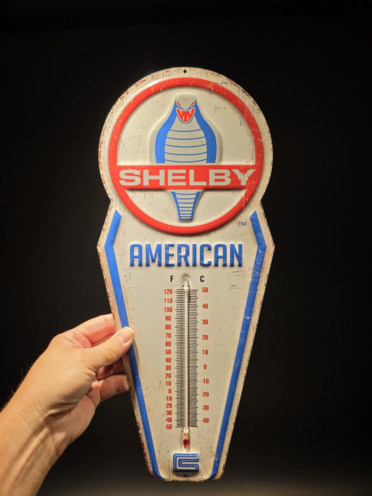 17.5 ” Metal Vintage Style Ford Shelby American Thermometer Sign