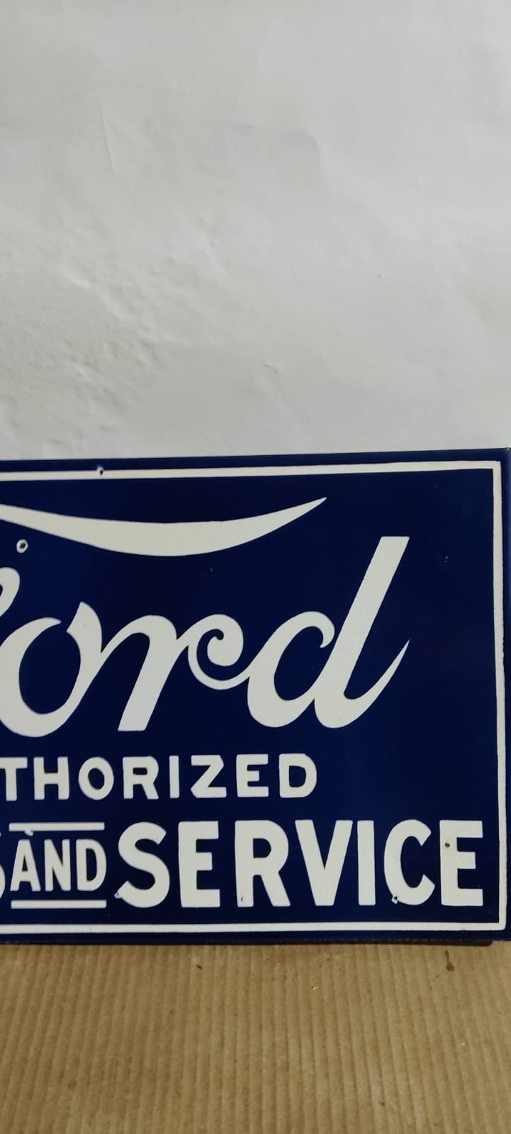 Ford Sales And Service Porcelain Enamel Sign 18 x 10 Inches 2 Sided