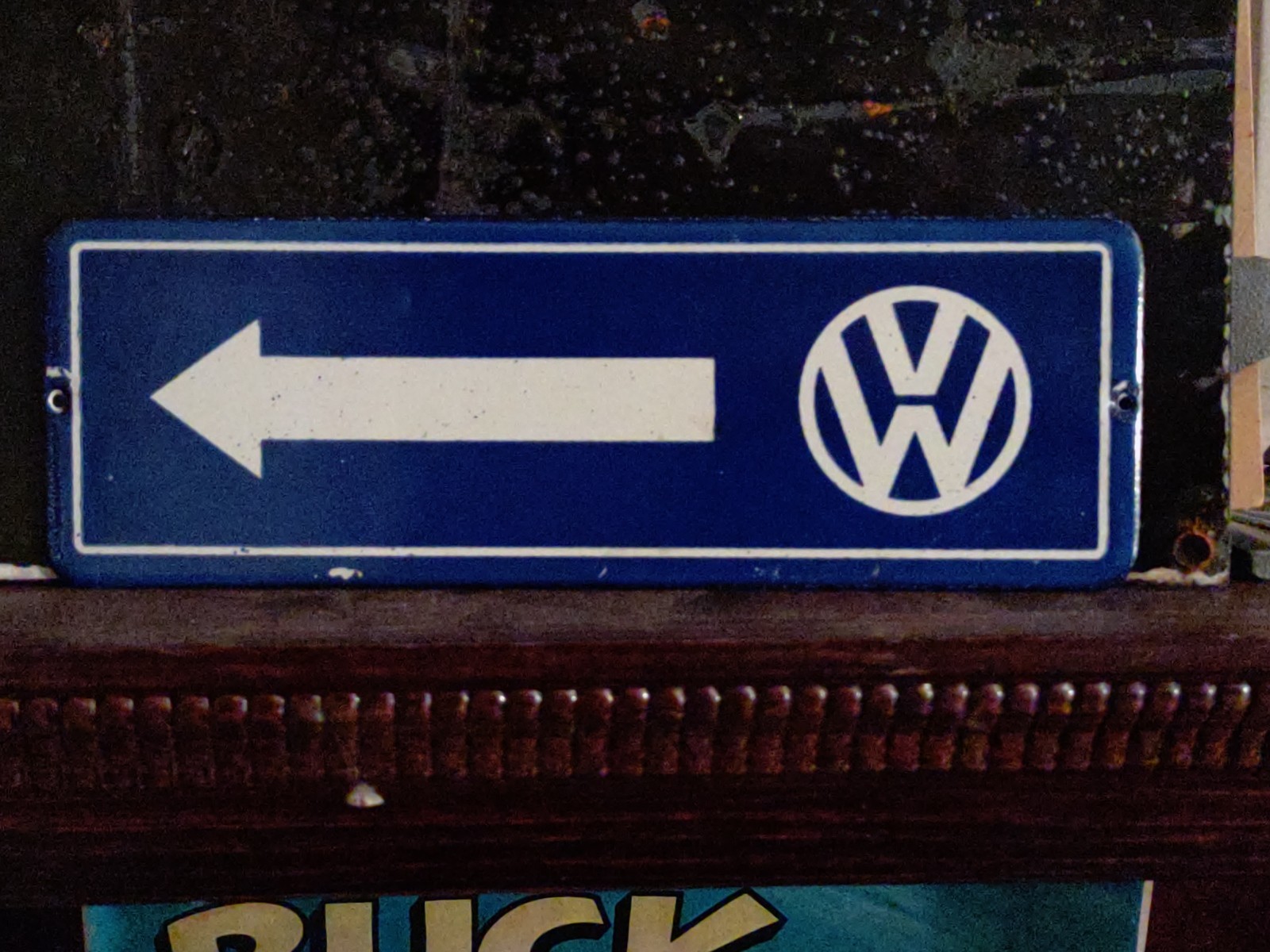 Vintage RARE Volkswagen Sign – VW Sales Automobile Gas Pump Porcelain Sign Arrow