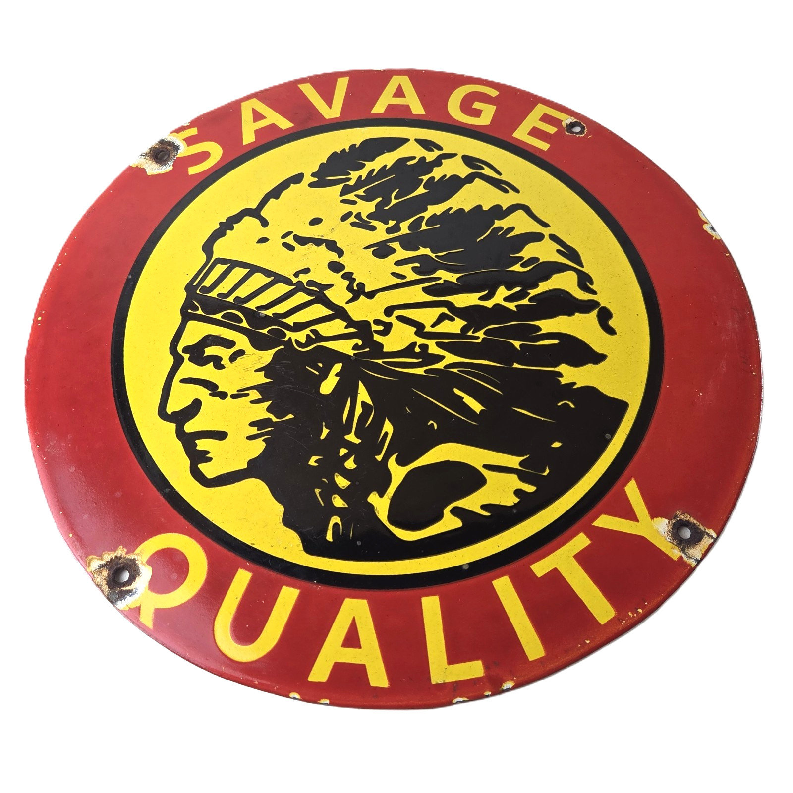 Vintage Savage Arms Sign – Quality Porcelain Service Gun Ammo Gas Oil Pump Sign