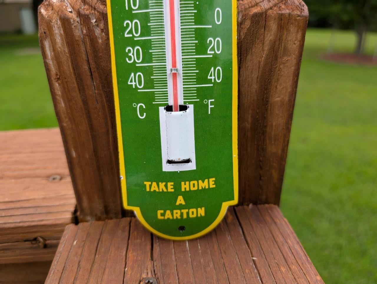 THICK PORCELAIN ROYAL CROWN SODA THERMOMETER SIGN TAKE HOME A CARTON RC SODA POP