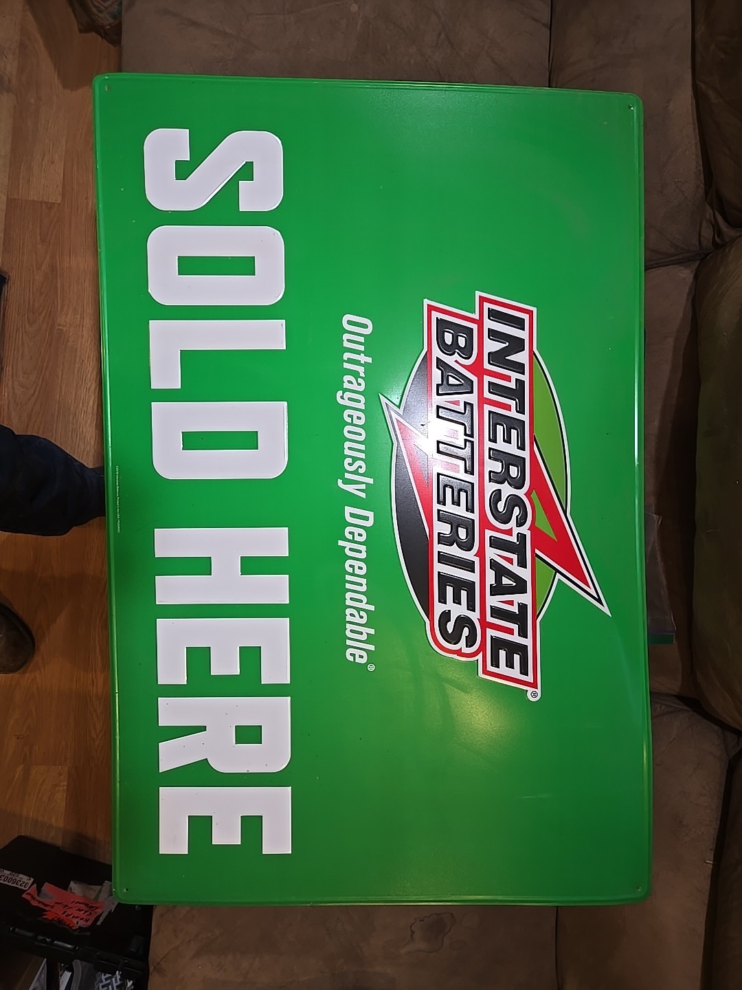 Interstate Batteries Embossed Metal Sign Auto Garage Car 36″ x 24″ NICE! (F)