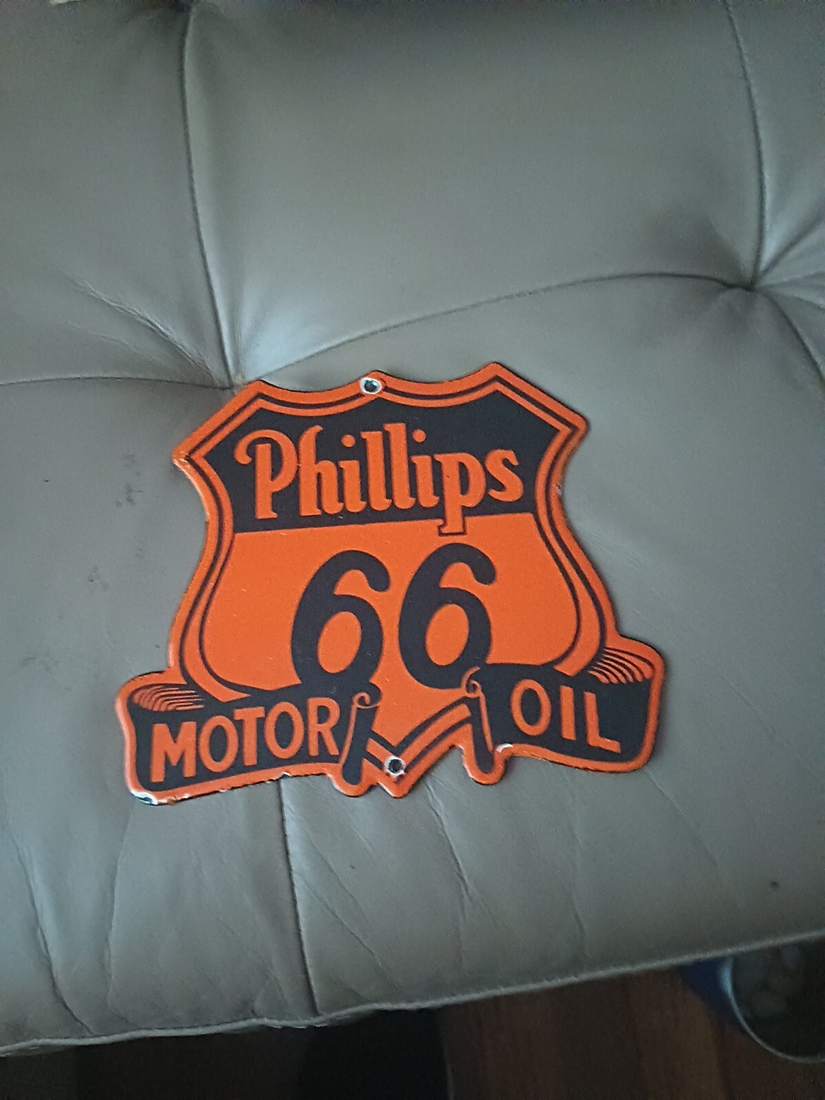 3 VINTAGE PORCELAIN GAS MOTOR OIL SERVICE AMMO SIGNS