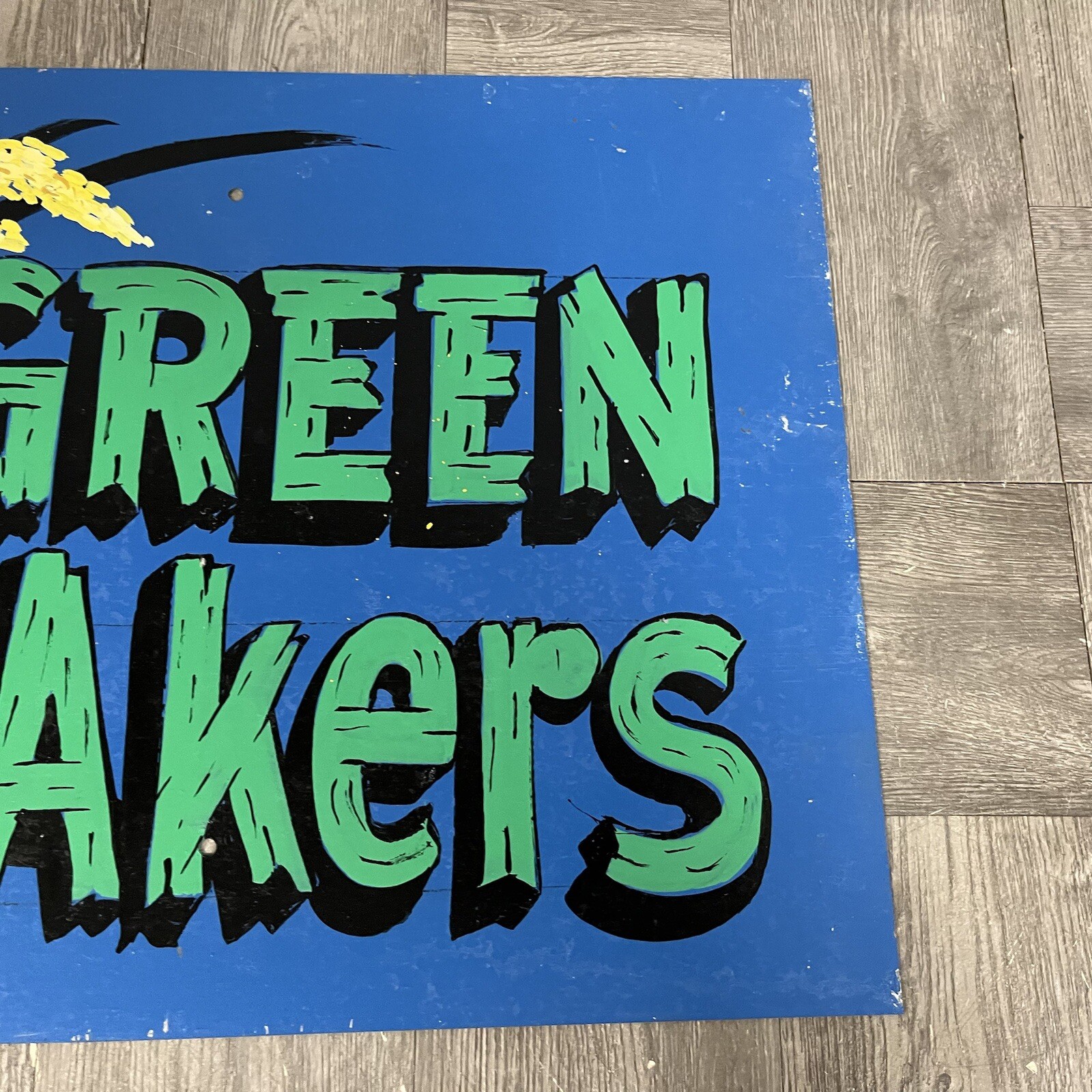 Vintage Green Akers (acres) Sign Hand Painted Folk Art Garden Greenhouse 16″x12″