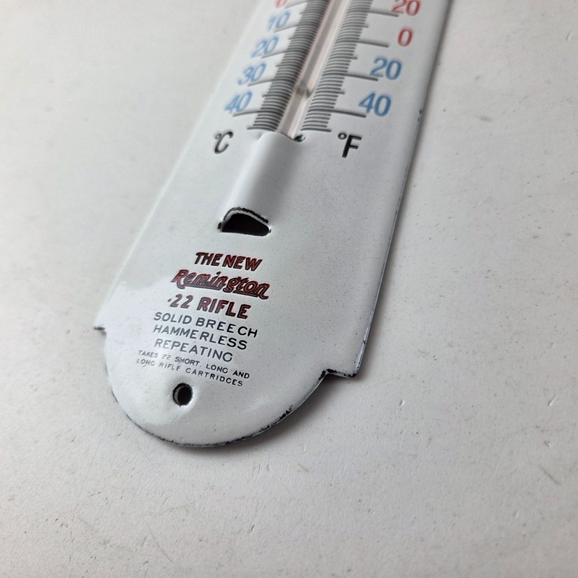 Vintage Remington Rifle Sign – Hunting Ad Sign on Porcelain Thermometer