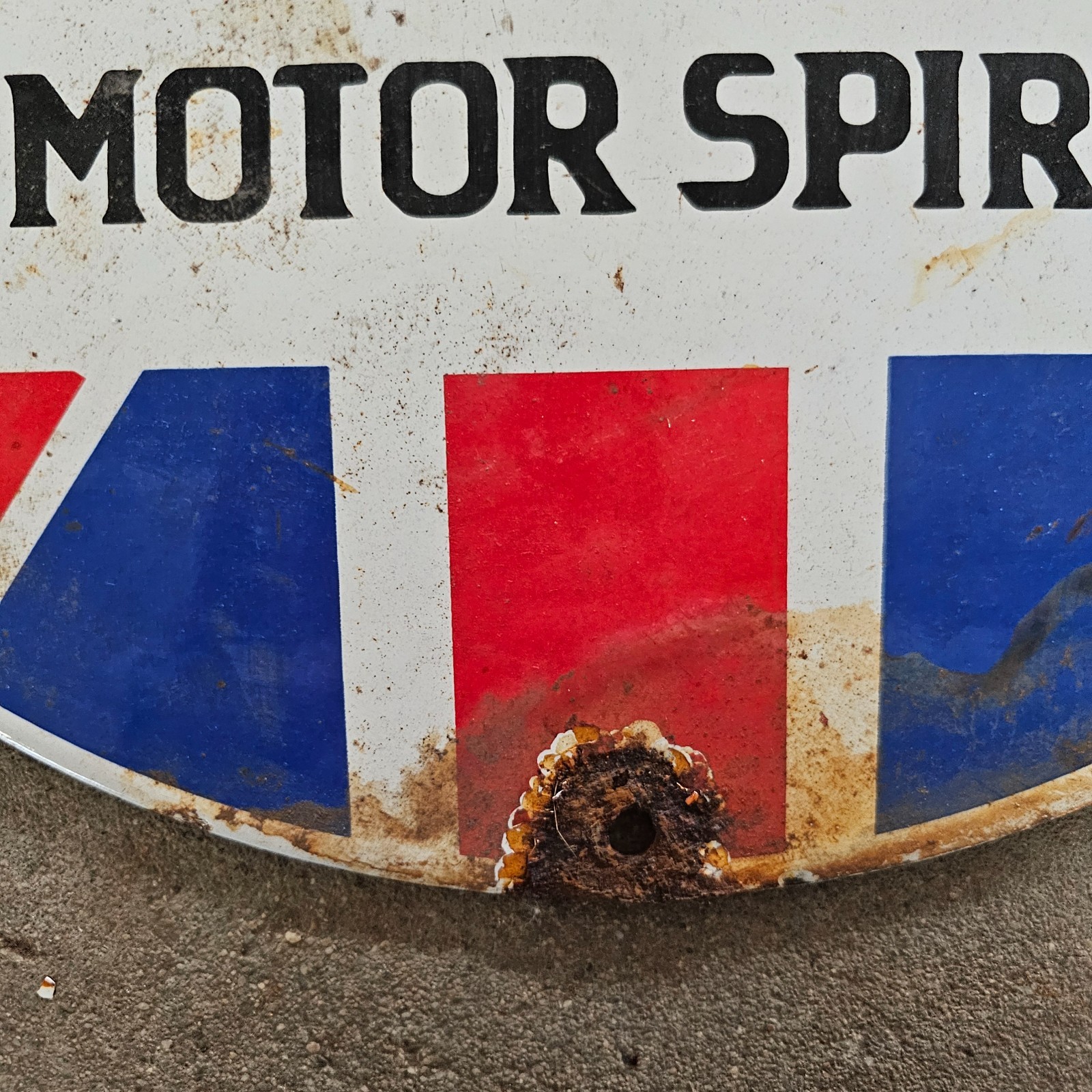 VINTAGE BP MOTOR SPIRIT OLD US GASOLINE OIL GAS PUMP ENAMEL PORCELAIN SIGN