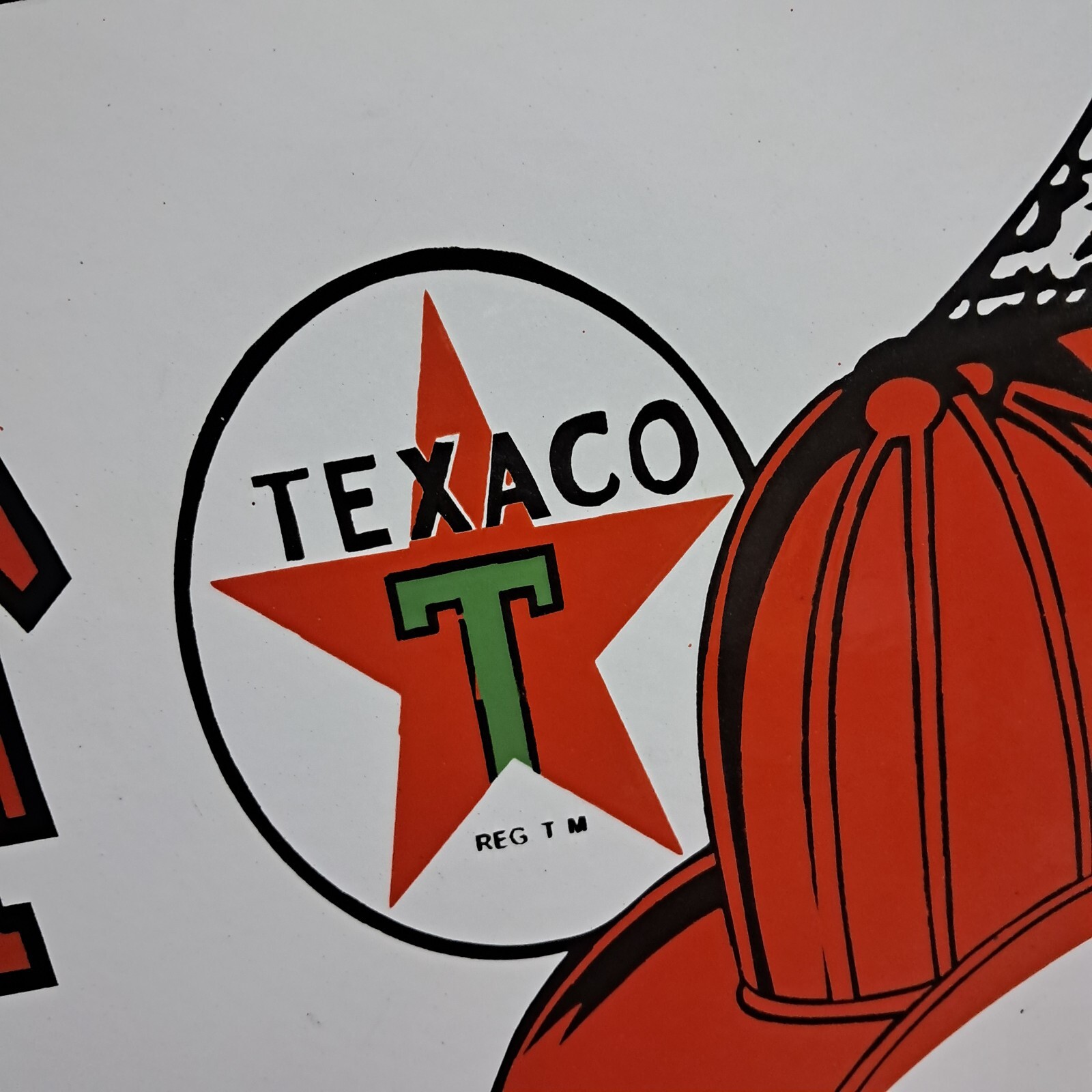 Texaco Fire Chief Gasoline Porcelain Enamel Sign 36 x 15 Inches 1 Sided