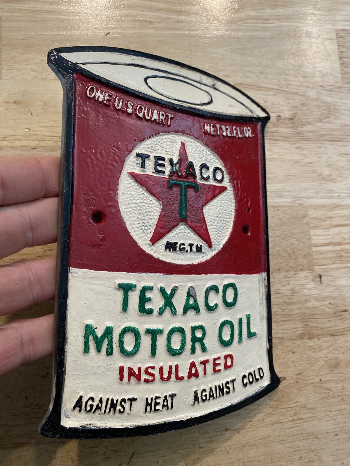 Texaco Oil Sign Plaque Coal Collector Man Cave Gas Advertisement 1/4 inch METAL