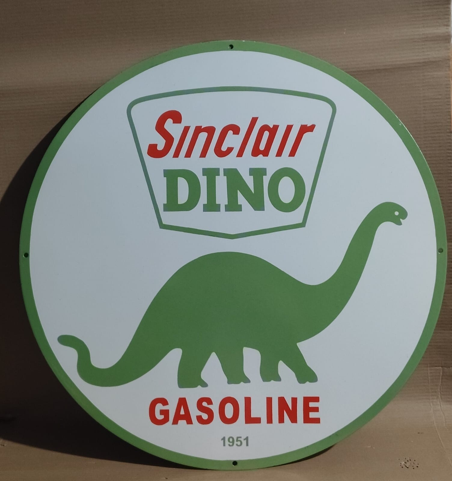 Sinclair Dino Gasoline Porcelain Enamel Sign 30 x 30 Inches 1 Sided