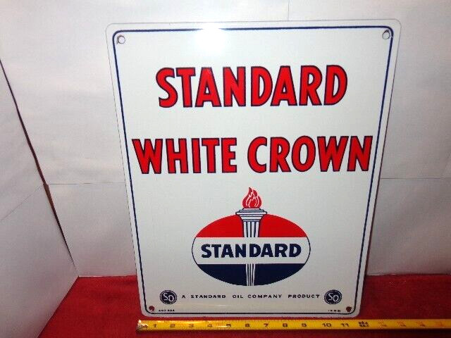 12 x 15 in STANDARD GAS & OIL ADV. SIGN DIE CUT HEAVY METAL PORCELAIN # L 71