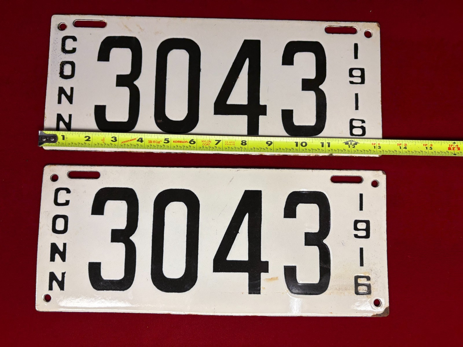 “1916 Connecticut” Porcelain License Plates (Matching Set of 2) **READ LISTING**