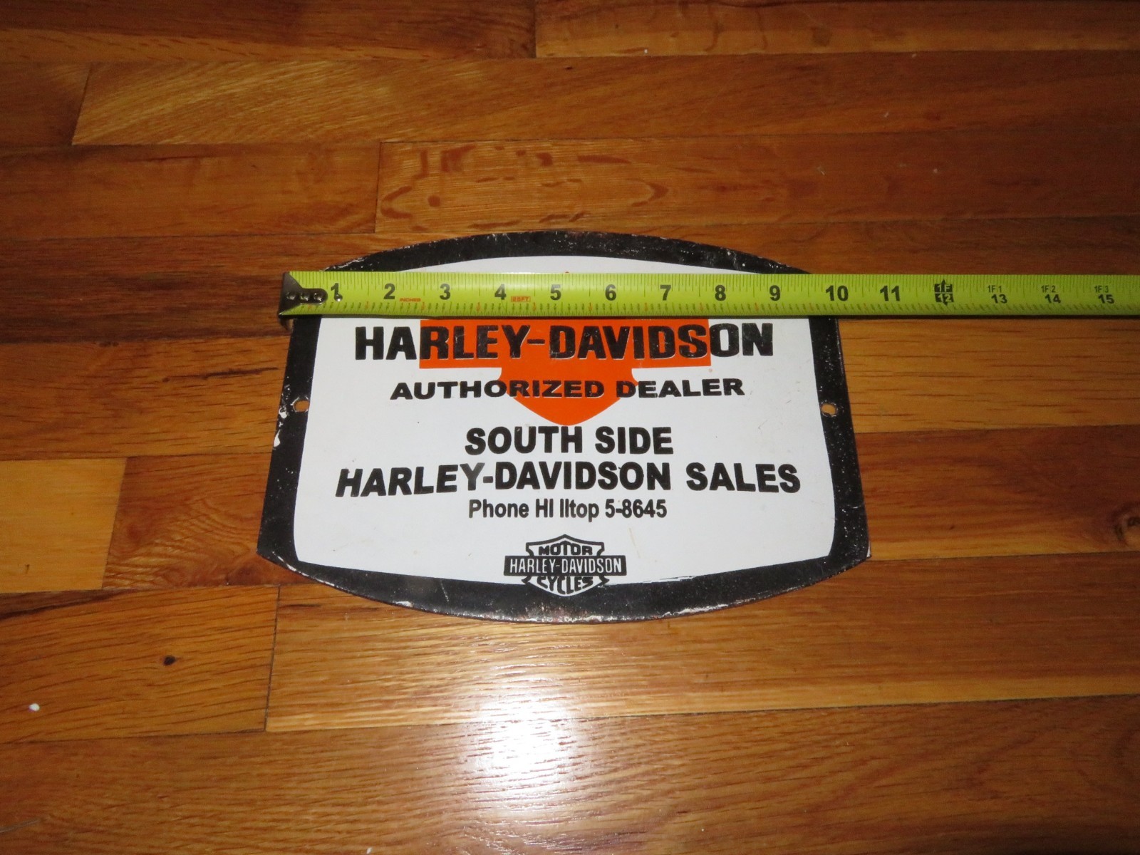 VTG PORCELAIN ENAMEL HARLEY-DAVIDSON SOUTH SIDE DEALER SALES SERVICE METAL SIGN