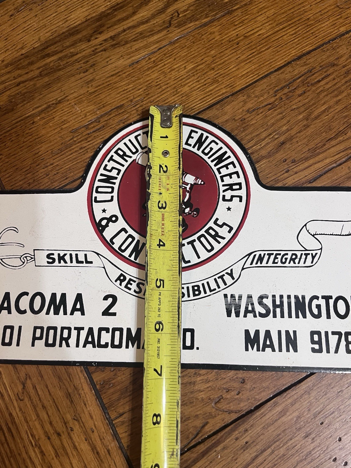 NICE CONSTRUCTION ENGINEERS & CONTRACTORS TACOMA WA. PORCELAIN SIGN