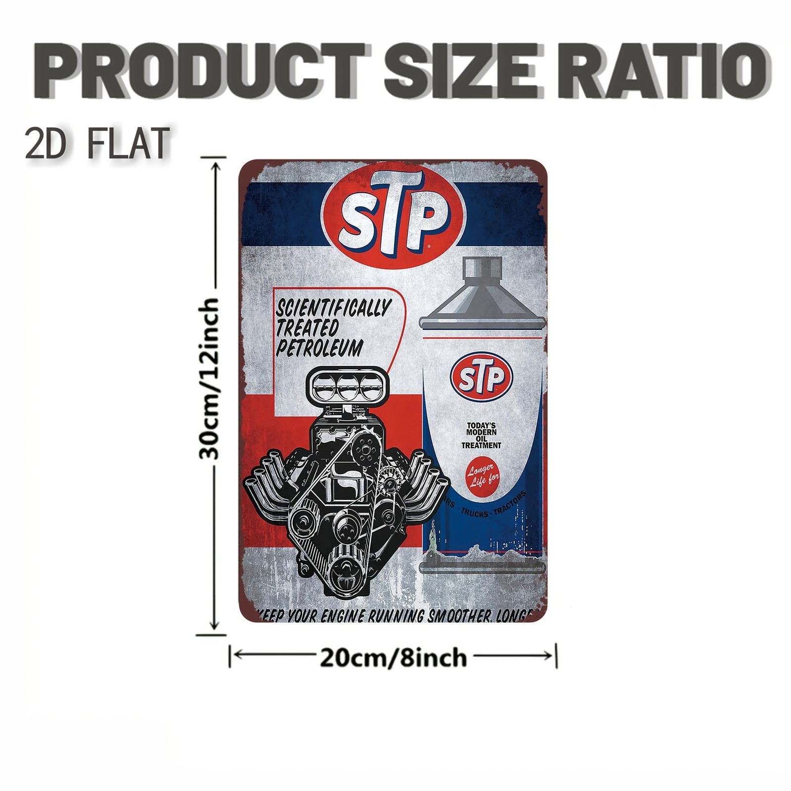 Vintage STP Tin Metal Signs 8″x12″ – Classic Gas Station & Auto Repair Wall Deco