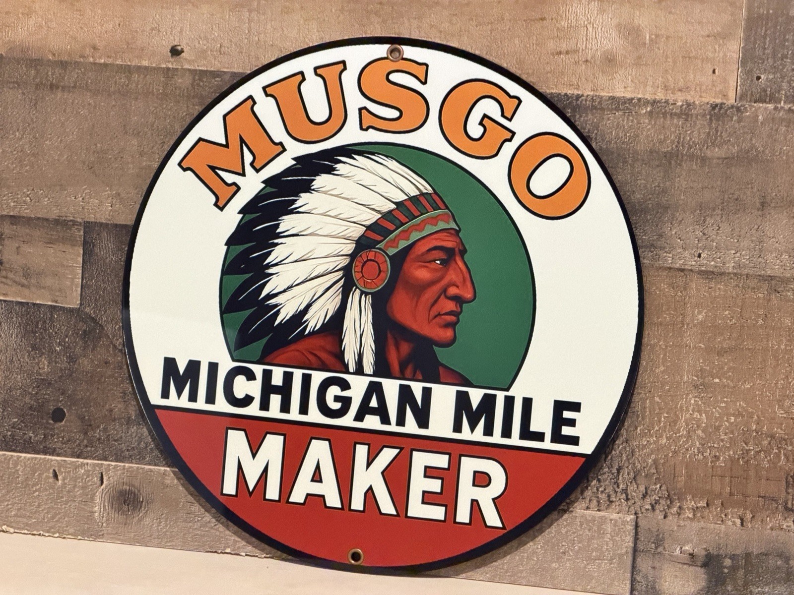 Musgo Michigan Mile Maker Vintage Style Metal Sign Advertising