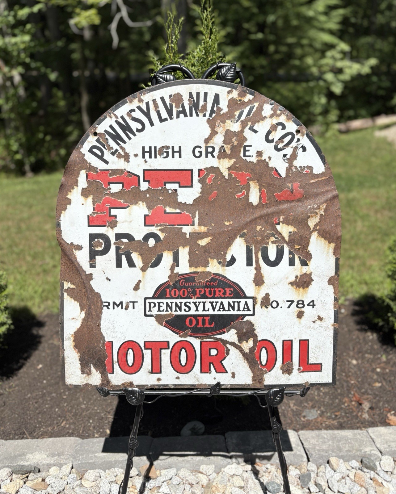 Ultra Rare 1/1 1930s PENN Motor Oil Mass Porcelain DSP Sign
