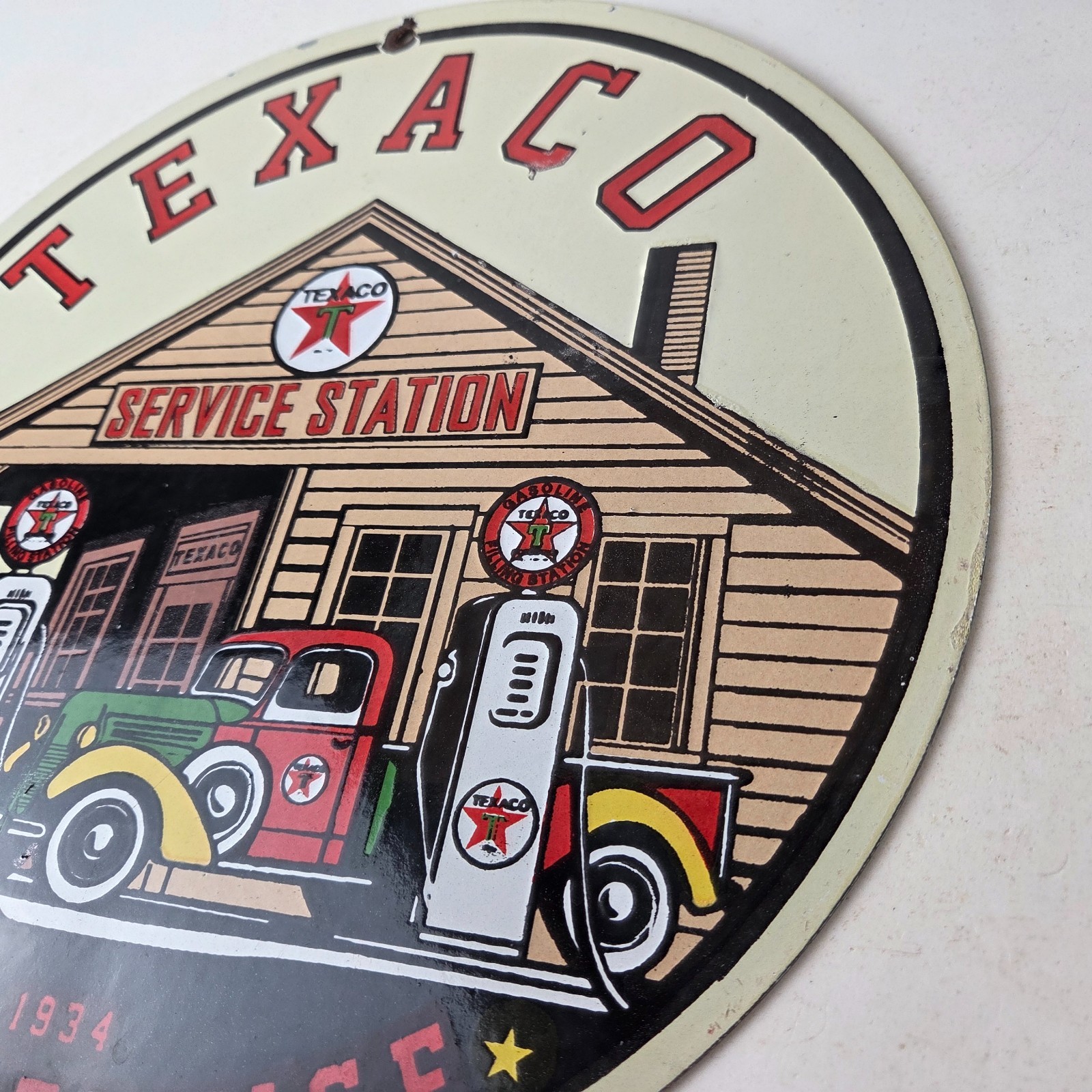 Vintage Texaco Gasoline Advertisement Sign – Gas Service Station Porcelain Sign