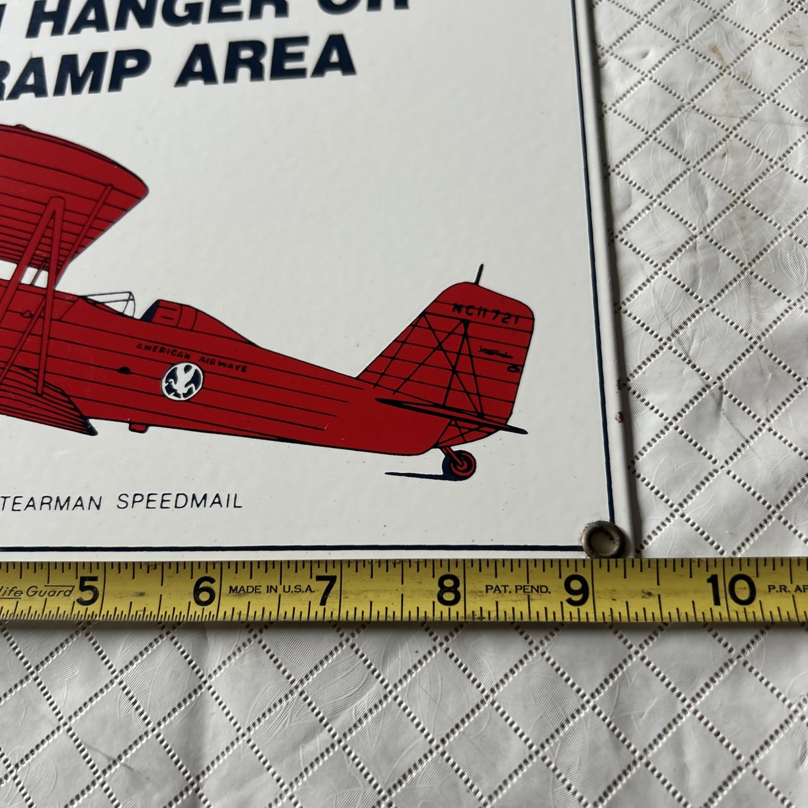 VINTAGE SKELLY GASOLINE “NO SMOKING IN HANGER OR RAMP AREA” PORCELAIN SIGN
