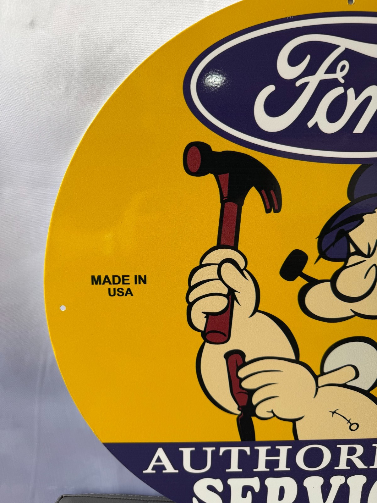 Vintage Ford Authorized Service Popeye Hammer Heavy Metal Sign – 19.7″ (50cm)
