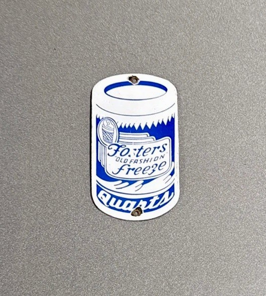 VINTAGE FOSTERS FREEZE PORCELAIN SIGN CAR GAS TRUCK OIL MOTORCYCLE