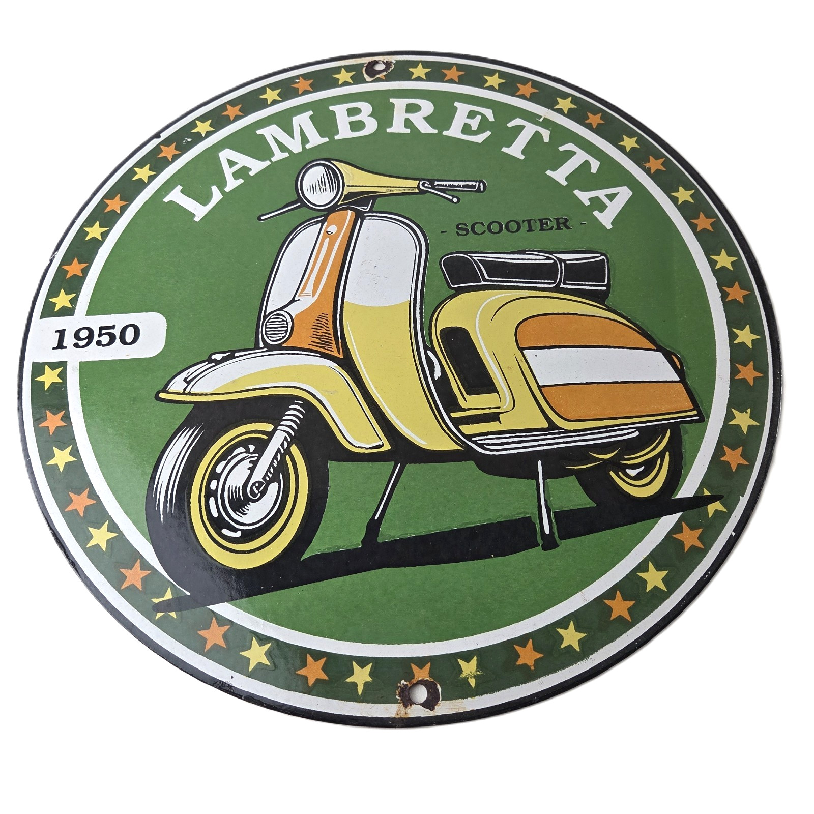 Vintage Lambretta Sign – Scooter Gas Bike Service Porcelain Advertising Sign