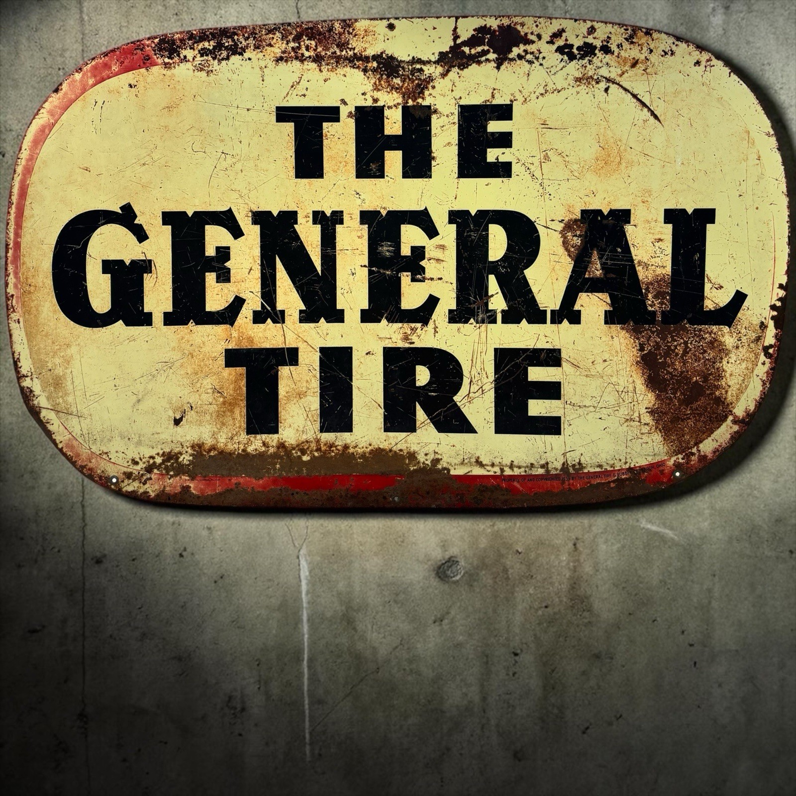 Vintage The General Tire Dealer Metal Sign Auto Car Oil Gas Station Advertising