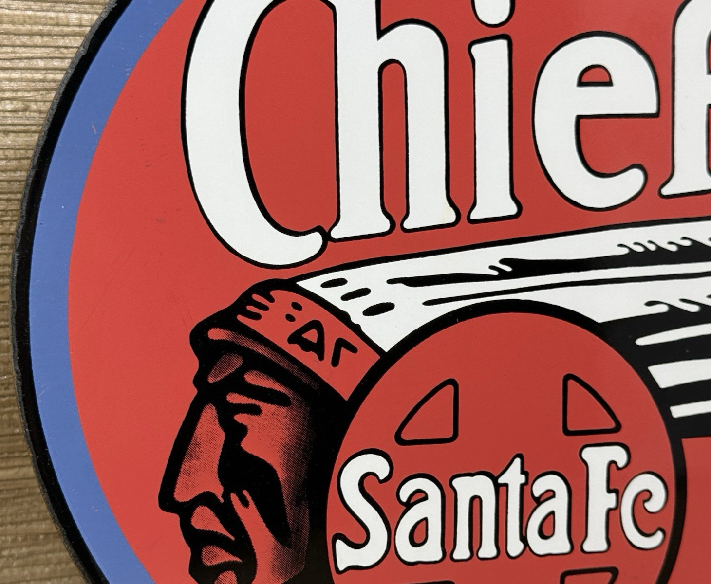 VINTAGE SANTA FE CHIEF PORCELAIN SIGN TRAIN STATION FREIGHT RAIL ROAD GAS OIL