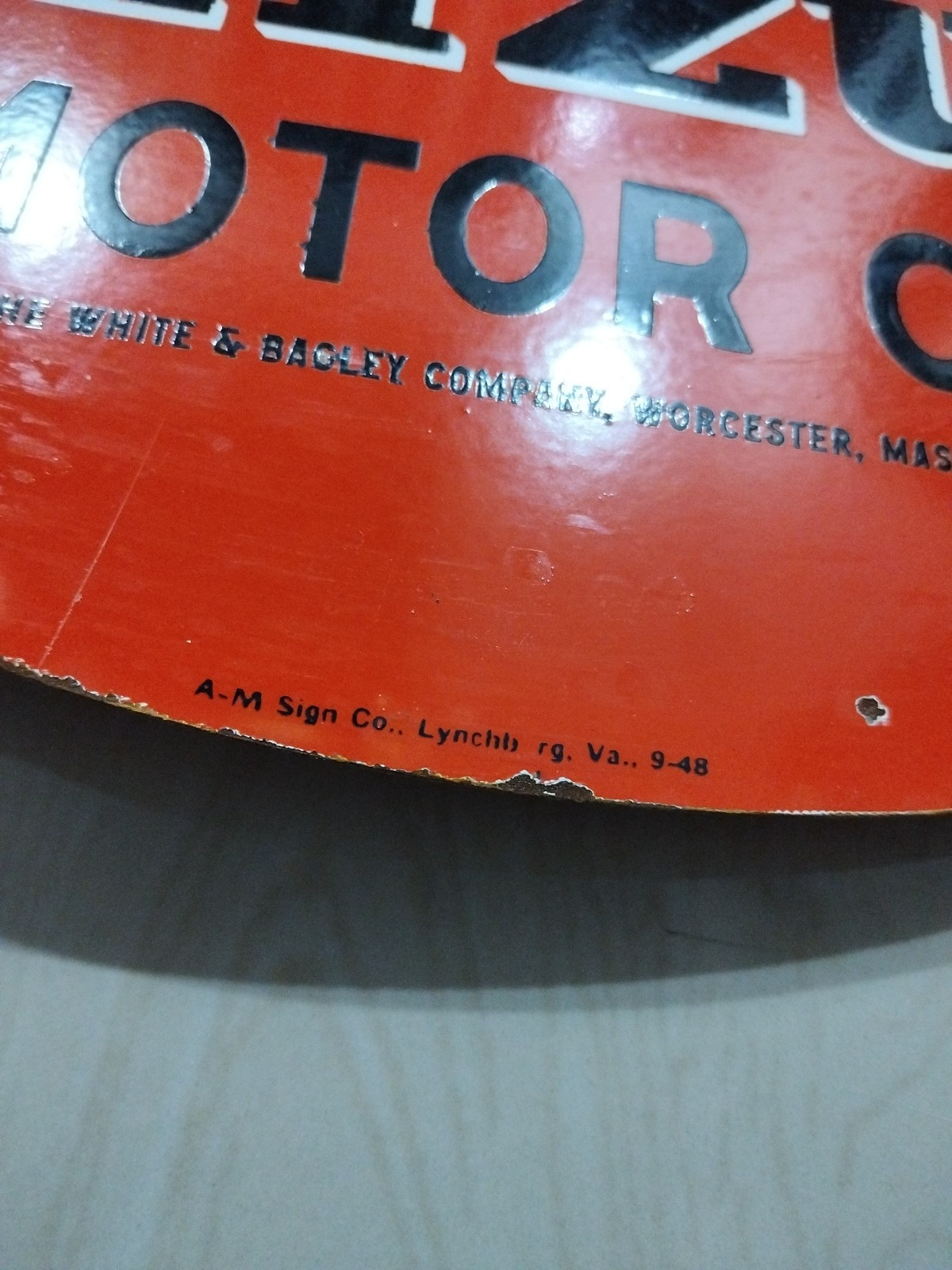 Antique Rare OILZUM Double-Sided Metal Flange Sign Rare