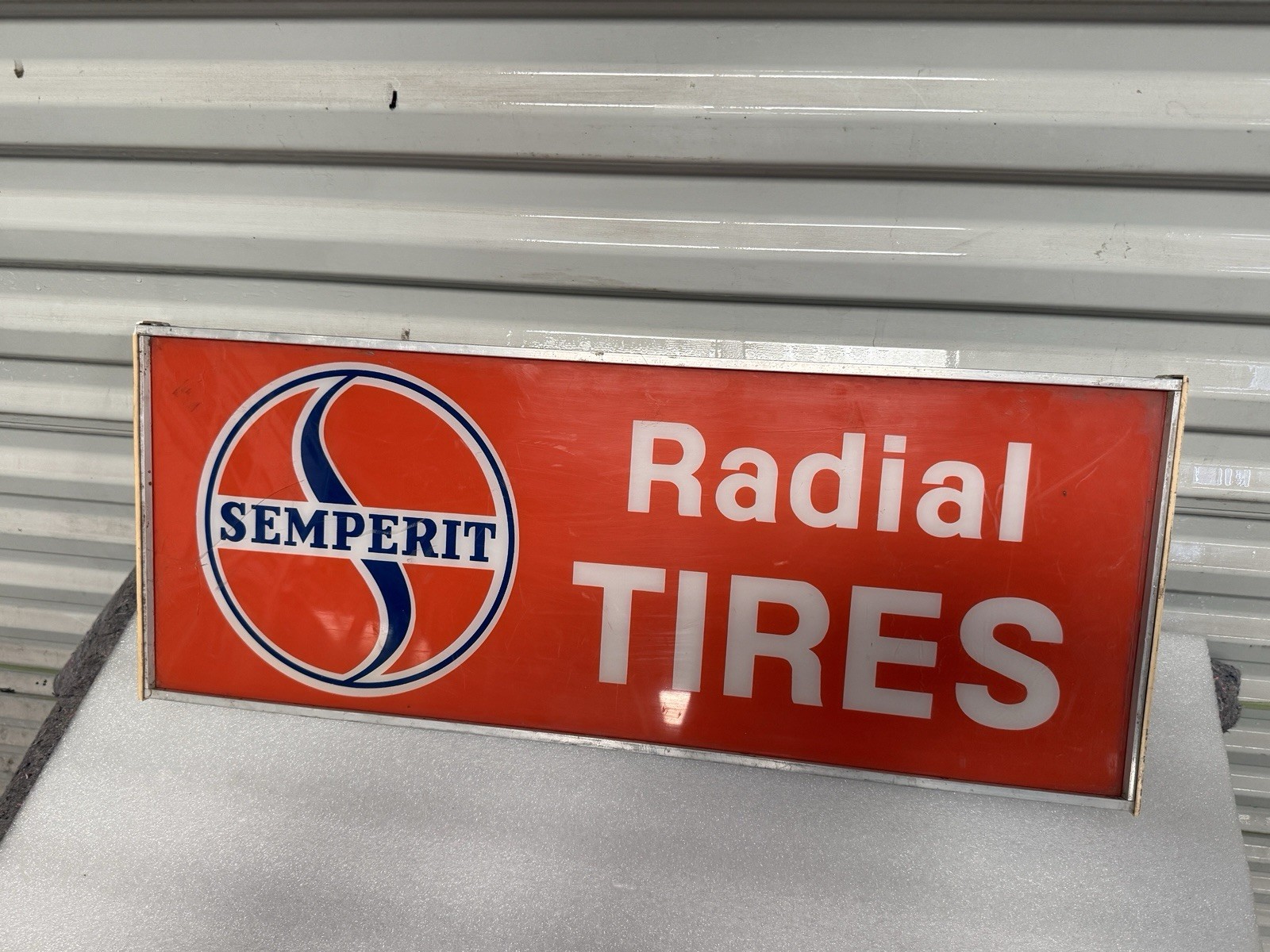 Vintage SEMPERIT Radial Tires Light Up Dealer Service Shop Sign VW Porsche BMW