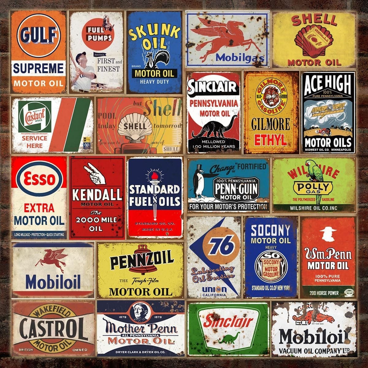 Reproduced Vintage Tin Signs, Gas Oil Retro Advert Metal Sign for Garage Man …