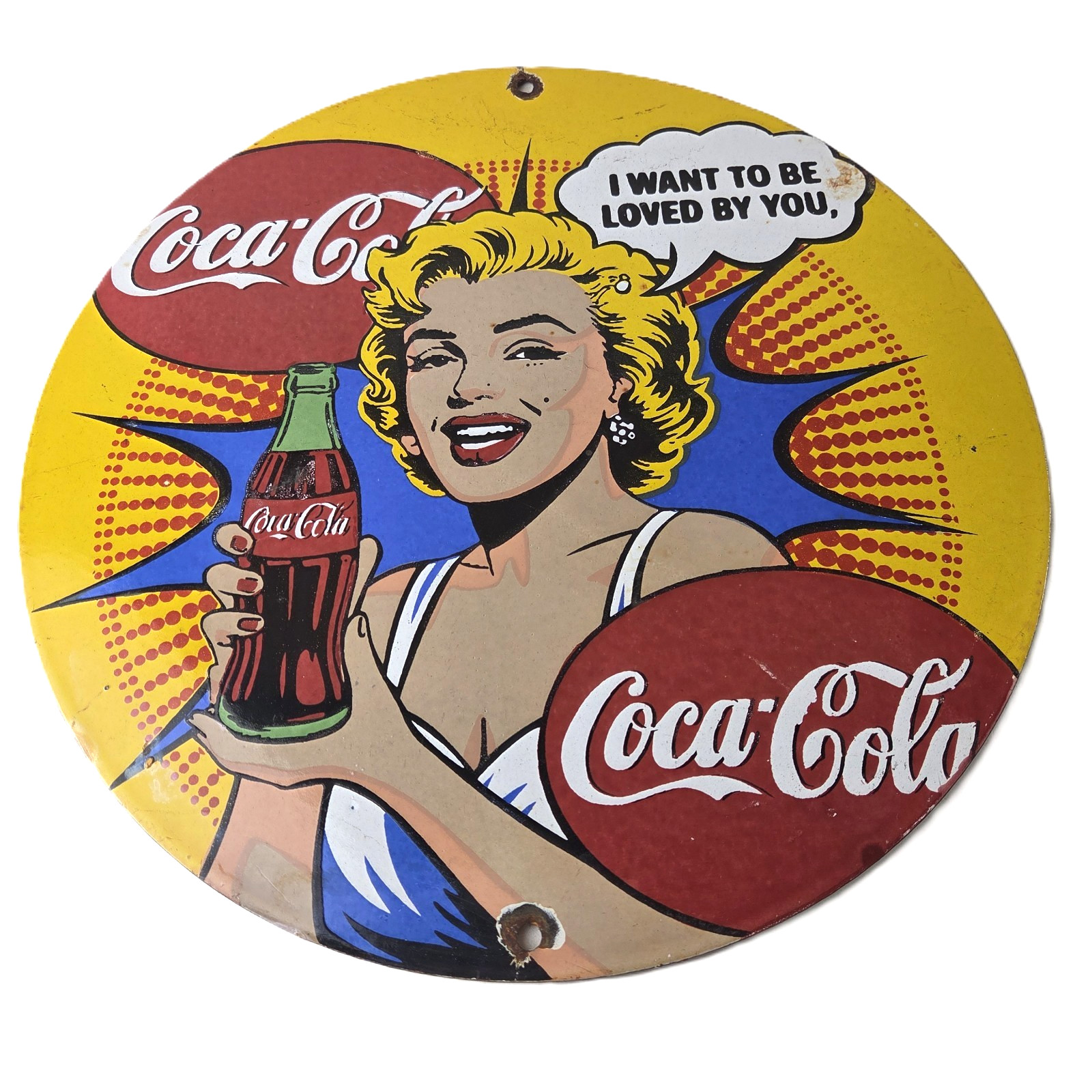 Vintage Coca Cola Porcelain Sign – Gas Pump Service Marilyn Monroe Sign