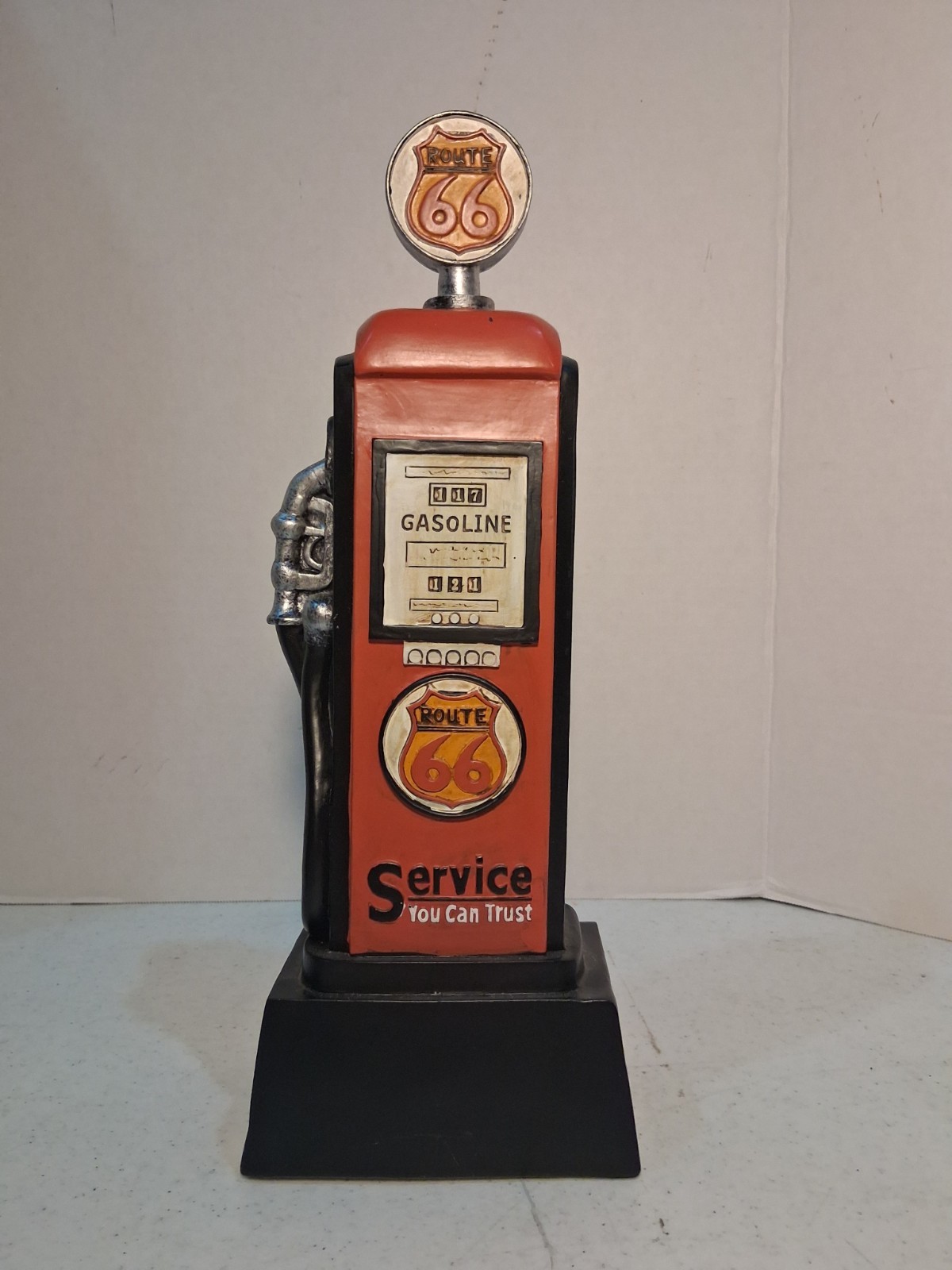 Route 66 Gas Pump Statue; Resin; Retro/Garage/Man Cave “Decor 11” Brand; NOOB
