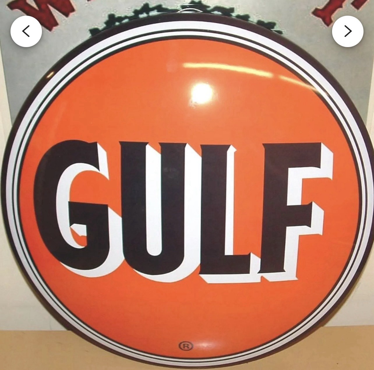 VINTAGE 16” GULF GASOLINE Globe Metal SIGN GAS OIL Decor Mancave Reproduction