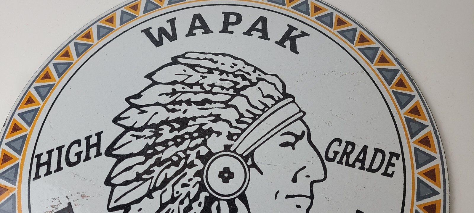 Vintage Wapak Hollow Ware Gasoline Sign – Indian Chief Gas Pump Porcelain Sign
