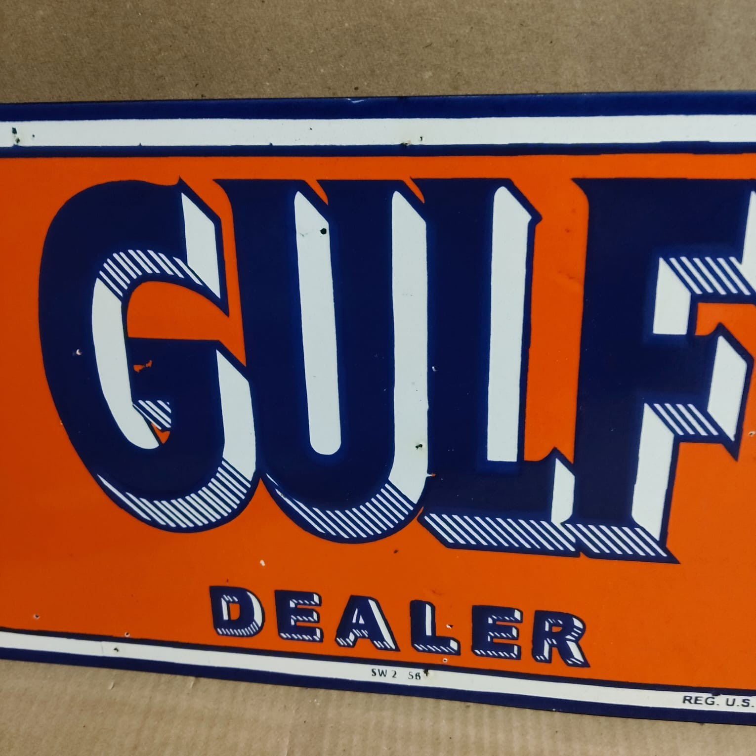Gulf Dealer Porcelain Enamel Sign 18 x 10 Inches 2 Sided