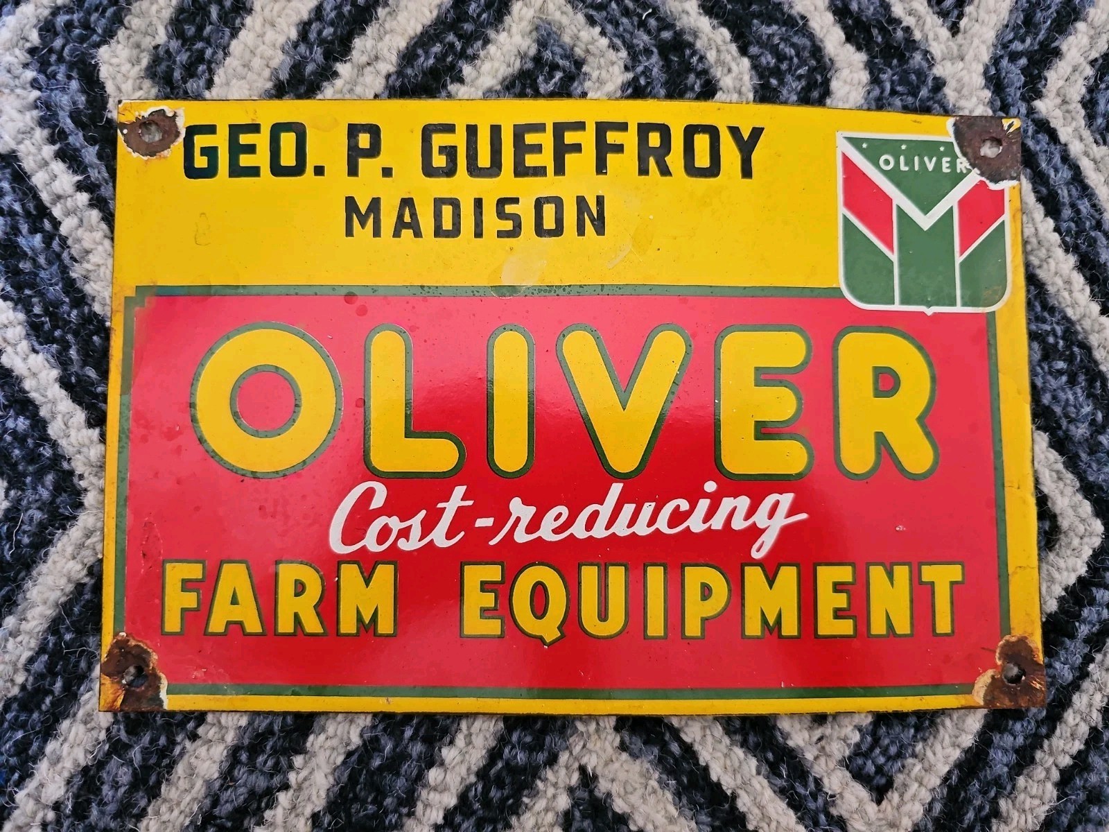 VINTAGE 1950’S OLIVER EQUIPMENT PORCELAIN SIGN