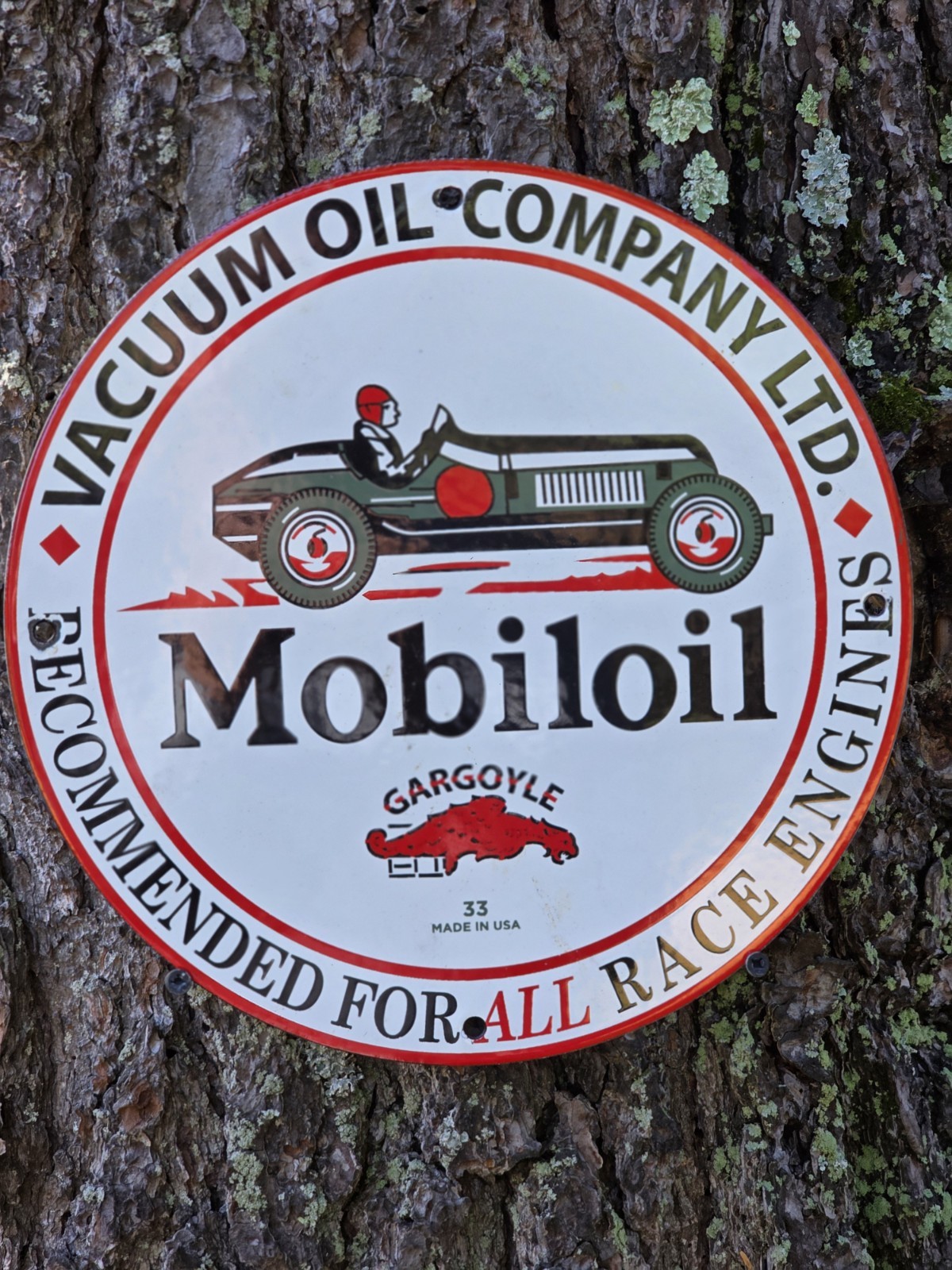 VINTAGE MOBILOIL GARGOYLE PORCELAIN SIGN, VACUUM OIL COMPANY LTD. 12″