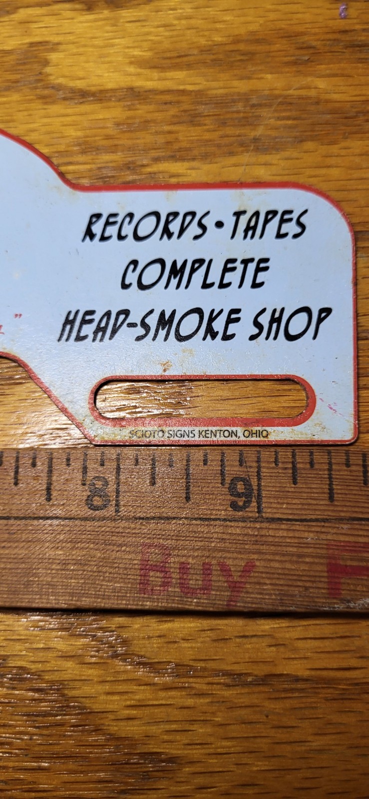 VINTAGE HEAD, RECORD,SMOKE SHOP, SIGN TAG TOPPER SIGN