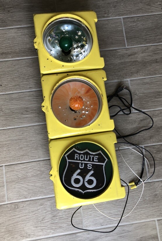 Vintage Route lights US 66 on heavy duty metal