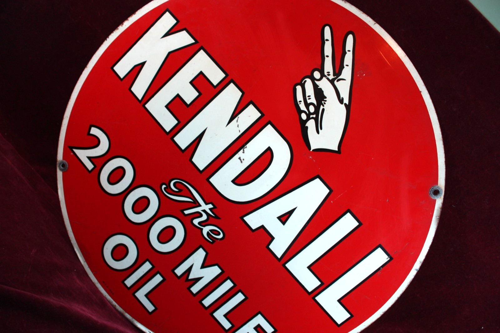 * VINTAGE KENDALL 2000 MOTOR OIL SIGN DOULBE SIDED OLD GAS STATION ADVERTISING *