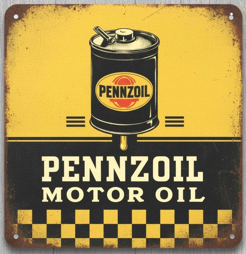 Pennzoil Motor Oil 12 x 12 Square Vintage Novelty Metal Sign USA Made New