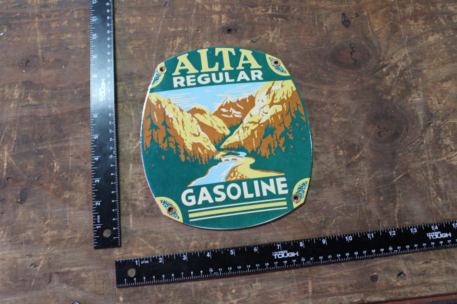 ALTA REGULAR GASOLINE DEALER PORCELAIN METAL SIGN GAS OIL FORD ROCKY MOUNTAIN